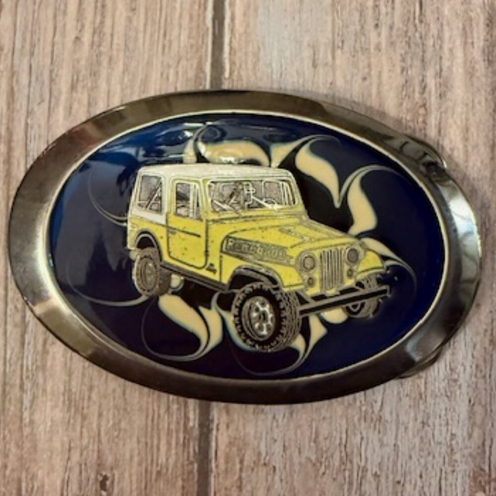 Vintage Epoxy Belt Buckle – Jeep CJ Renegade Style – New Old Stock – 1980s